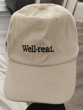 Well-read Embroidered Corduroy Baseball Cap - Cream